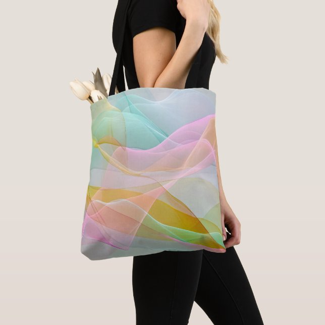 Pastel Symphony of Floating Sheer Ribbons Tote Bag (Close Up)