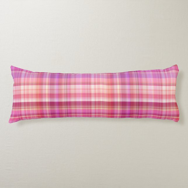 Pastel Tartan Plaid Pink Purple 2 Designs Body Cushion (Front)