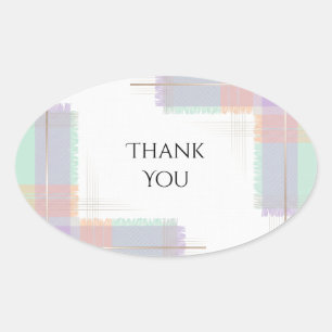 Pastel Tartan Wedding Thank You Sticker