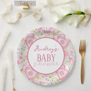 Pastel Tea and Doughnuts Baby Shower Paper Plate