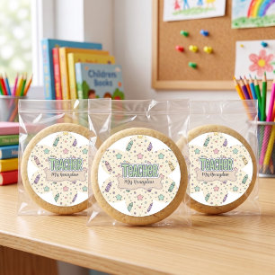 Pastel Teacher Appreciation Crayon Pattern  Classic Round Sticker