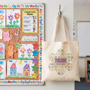 Pastel Teacher Appreciation Mathematics Pattern Tote Bag