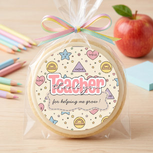 Pastel Teacher Math Shapes Pattern  Classic Round Sticker
