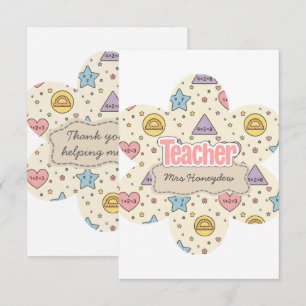 Pastel Teacher Math Shapes Pattern Thank You Card