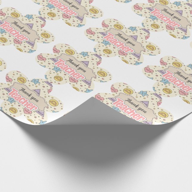 Pastel Teacher Math Shapes Pattern  Wrapping Paper (Corner)