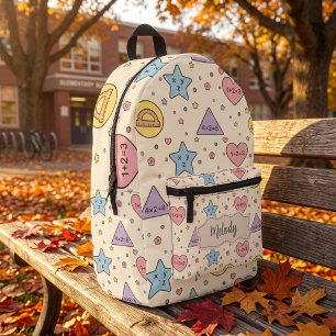 Pastel Teacher School Math Shapes Printed Backpack