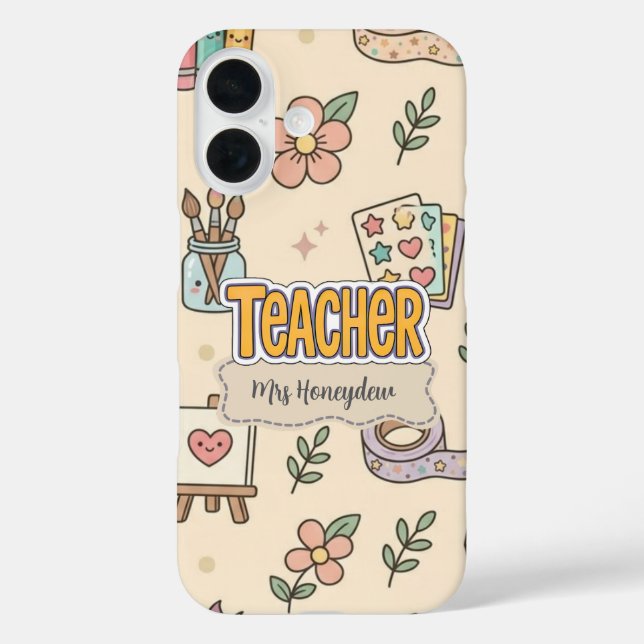 Pastel Teacher School Supplies Pattern  Case-Mate iPhone Case (Back)