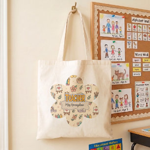 Pastel Teacher School Supply Pattern Tote Bag