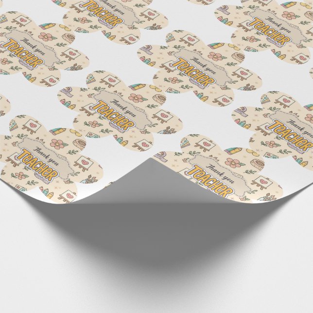 Pastel Teacher School Supply Pattern  Wrapping Paper (Corner)
