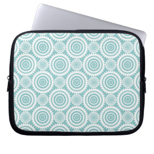 Pastel Teal and White Geometric Pattern Laptop Sleeve