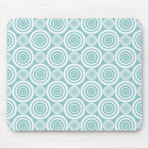 Pastel Teal and White Geometric Pattern Mouse Pad