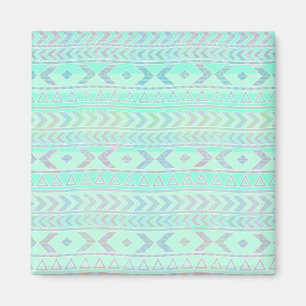 Pastel Teal Aztec Art Style Pattern Magnet