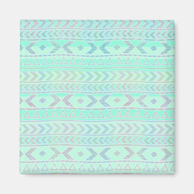 Pastel Teal Aztec Art Style Pattern Magnet (Front)