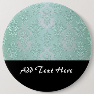 Pastel Teal Blue Green Damask 6 Cm Round Badge