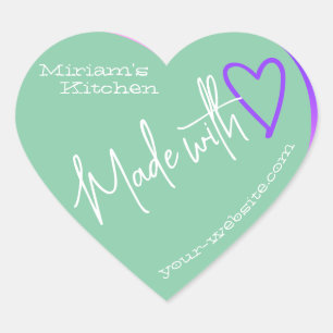 Pastel Teal From The Kitchen Made With Love Baking Heart Sticker
