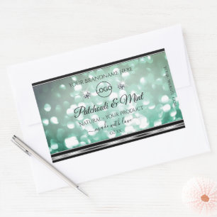 Pastel Teal Glitter Product Labels Diamonds Logo