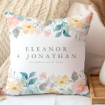 Pastel Teal Pink Watercolor Floral Custom Wedding Cushion<br><div class="desc">Pastel Teal Pink Watercolor Floral Custom Wedding Throw Pillow</div>