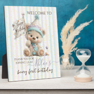 Pastel Teddy Bear Birthday  Plaque