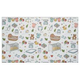 Pastel Teddy Bear Duck Decorative Fabric