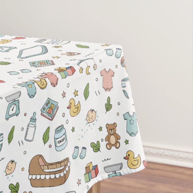 Pastel Teddy Bear Duck Seamless Tablecloth (In Situ)