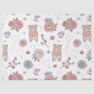 Pastel Teddy Bear Nursery Pattern Tissue Paper
