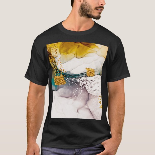 Pastel tenderness: golden swirls art. T-Shirt (Front)