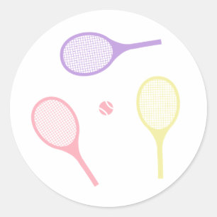 Pastel Tennis Rackets  Classic Round Sticker