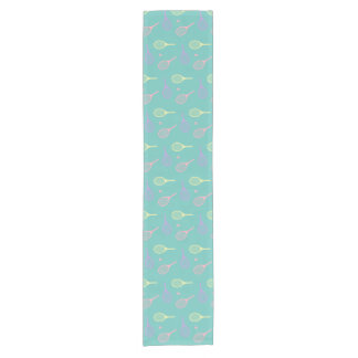 Pastel Tennis Rackets with Tennis Ball on Green  Short Table Runner