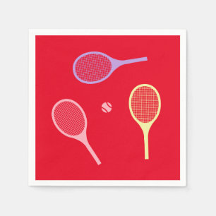 Pastel Tennis Rackets with Tennis Ball on Red Napkin