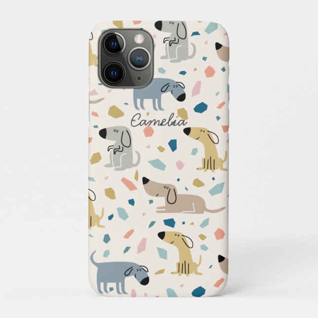 Pastel Terrazzo Funny Cute Dog Pattern Case-Mate iPhone Case (Back)