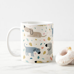 Pastel Terrazzo Funny Cute Dog Pattern Coffee Mug