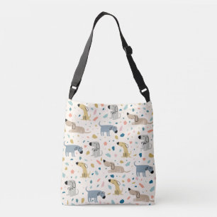 Pastel Terrazzo Funny Cute Dog Pattern Crossbody Bag