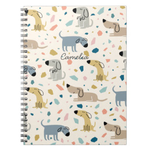 Pastel Terrazzo Funny Cute Dog Pattern Notebook