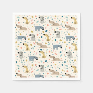 Pastel Terrazzo Funny Cute Dog Pattern Paper Plate Napkin