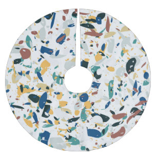 Pastel Terrazzo: Modern Abstract Pattern. Brushed Polyester Tree Skirt