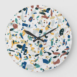 Pastel Terrazzo: Modern Abstract Pattern. Large Clock