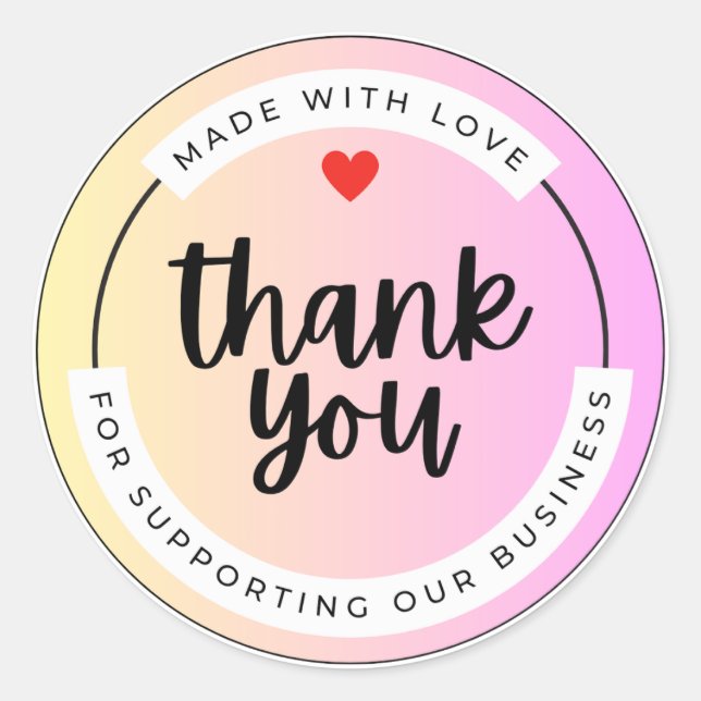 Pastel Thank You Business Sticker  (Front)