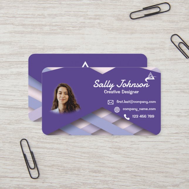 Pastel themed business card Purple 8 (Front/Back In Situ)