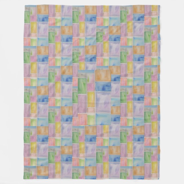 Pastel Throw Large Stained glass Effect Fleece Blanket (Front)