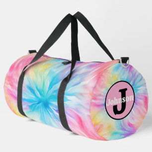Pastel Tie Dye Bloom Monogram Personalised Kit Duffle Bag