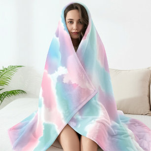 Pastel Tie-Dye Cloud Dreamy Soft Gradient  Fleece Blanket