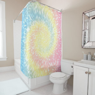 Pastel Tie Dye Colourful Batik Hippy Style Shower Curtain