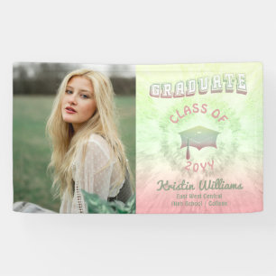 Pastel Tie Dye Graduate Photo Graduation Banner