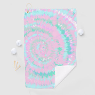 Pastel Tie Dye Pattern Pink Aqua Mint Green Golf Towel