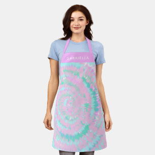 Pastel Tie Dye Pattern Pink Aqua Mint Personalised Apron