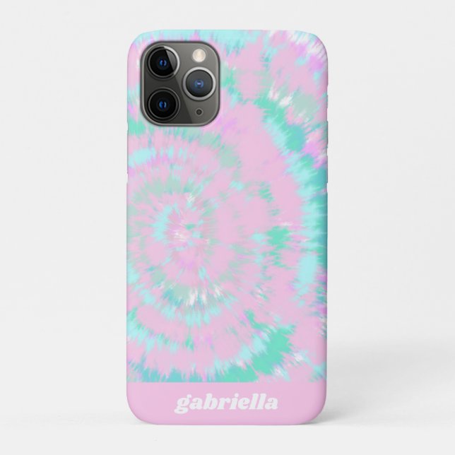 Pastel Tie Dye Pattern Pink Aqua Mint Personalised Case-Mate iPhone Case (Back)