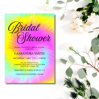 Pastel Tie Dye Swirl Bridal Shower Invitation