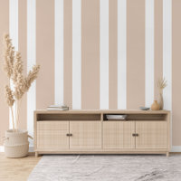 Pastel Toasted Almond Beige White Stripes Pattern