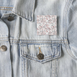 Pastel Tone Floral Seamless Pattern 15 Cm Square Badge