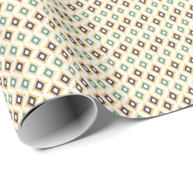 Pastel Tone Tribal Geometric Pattern Wrapping Paper (Roll Corner)